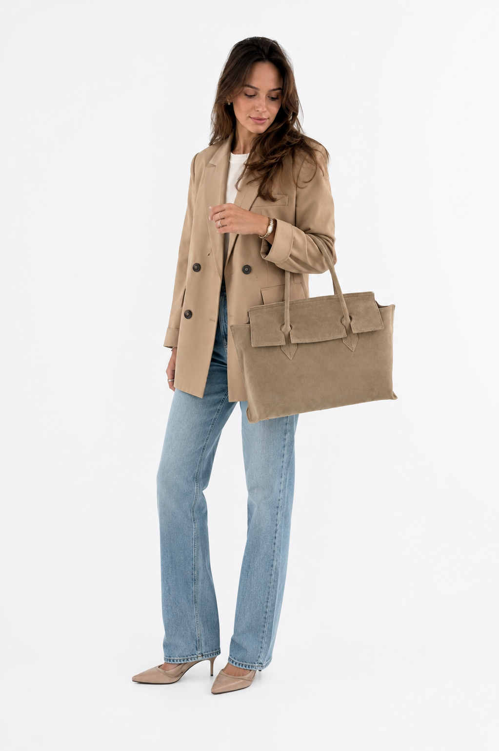 TOREBKA FIRENZE ZAMSZOWA TAUPE - obrazek 2