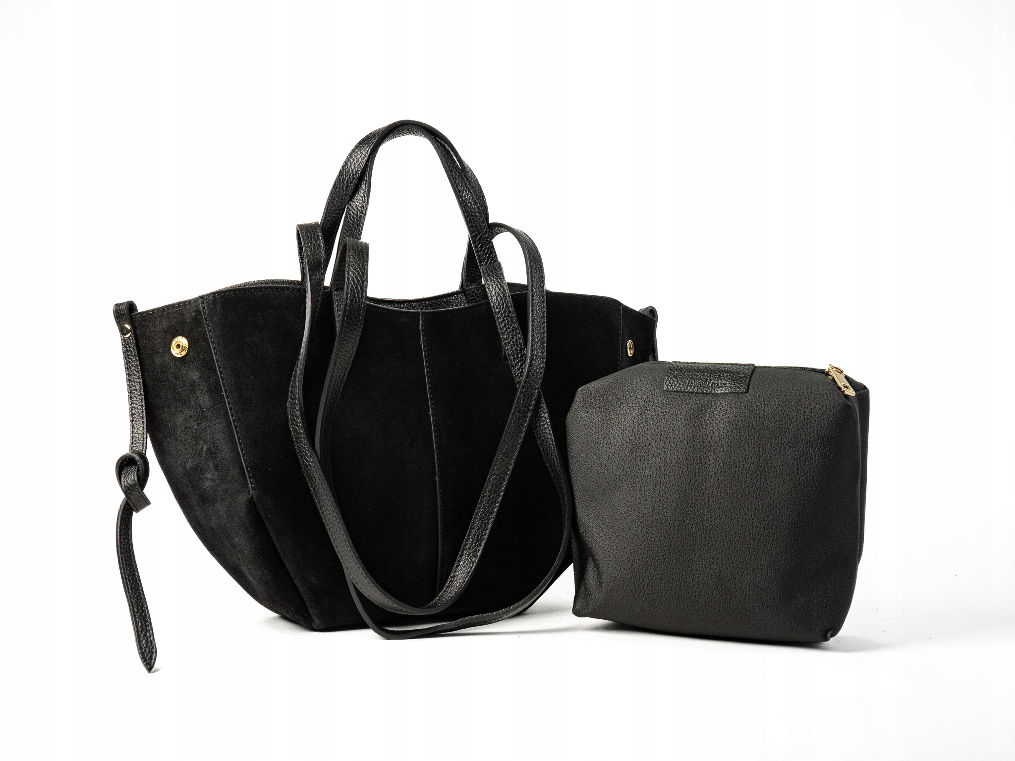 TOREBKA POLA MAŁA ZAMSZOWA CZARNA - obrazek 4