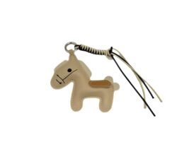BRELOK PONY SKÓRZANY BEŻOWY