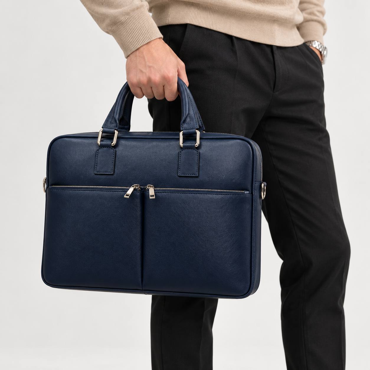 TORBA NA LAPTOP ALTO SKÓRZANA GRANATOWA - obrazek 6